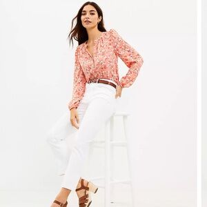 Loft high rise kicking crop jeans in white